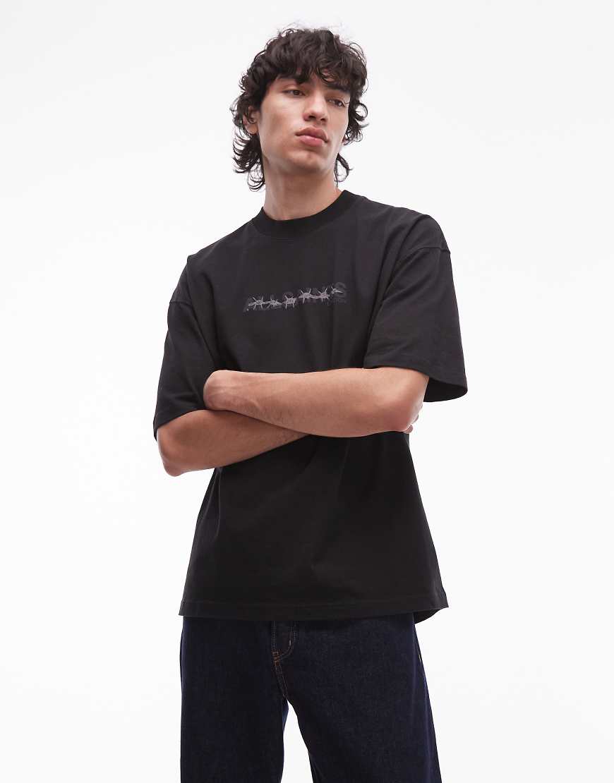 AllSaints - Deterent - T-Shirt in verwaschenem Schwarz von AllSaints