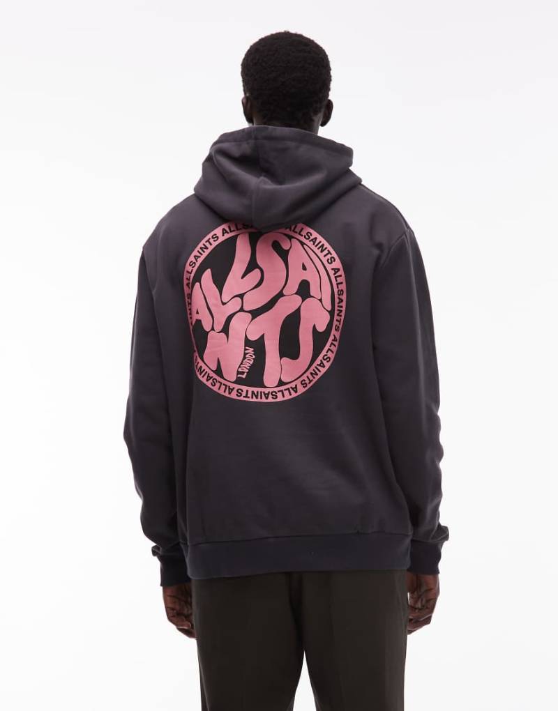AllSaints - Distortion - Kapuzenpullover in Schwarz/Rosa von AllSaints