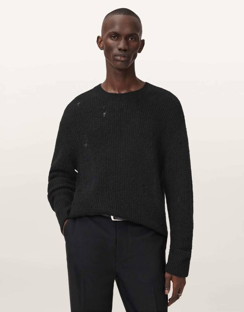 AllSaints - Edgin - Pullover in Schwarz mit Rundhalsausschnitt von AllSaints