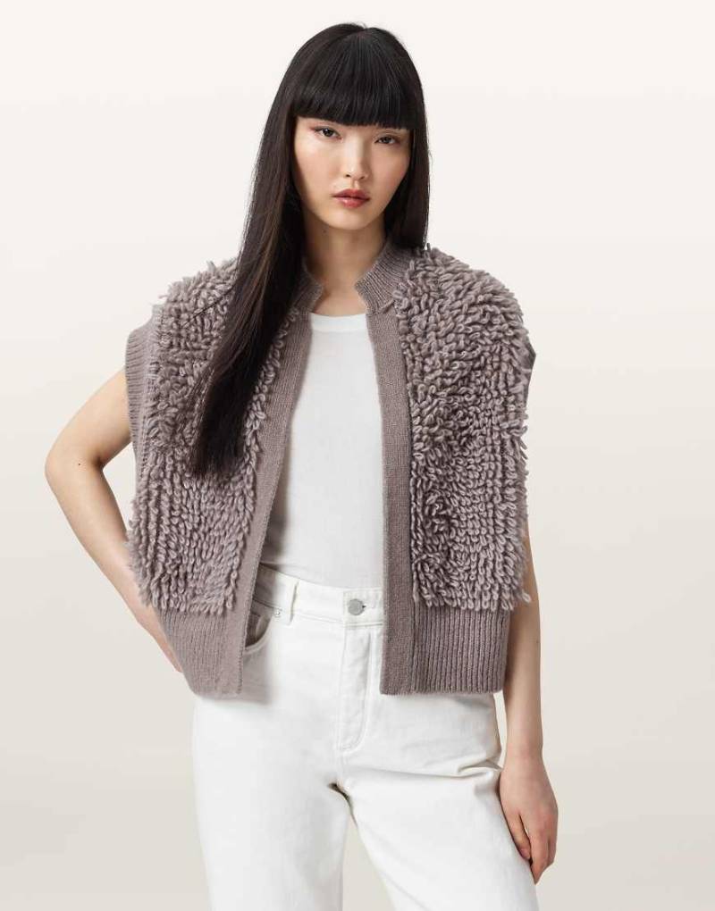 AllSaints - Elias - Weste in Taupe-Braun von AllSaints