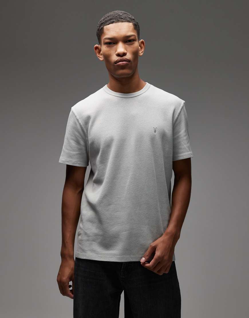 AllSaints - Ellis - T-Shirt in Beige mit Rundhalsausschnitt-Grau AllSaints - Ellis - T-Shirt in Beige mit Rundhalsausschnitt-Grau von AllSaints