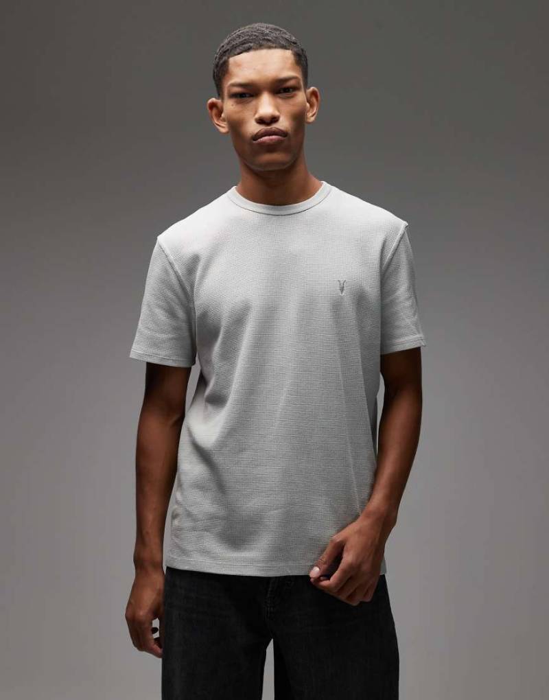 AllSaints - Ellis - T-Shirt in Beige mit Rundhalsausschnitt-Grau AllSaints - Ellis - T-Shirt in Beige mit Rundhalsausschnitt-Grau von AllSaints
