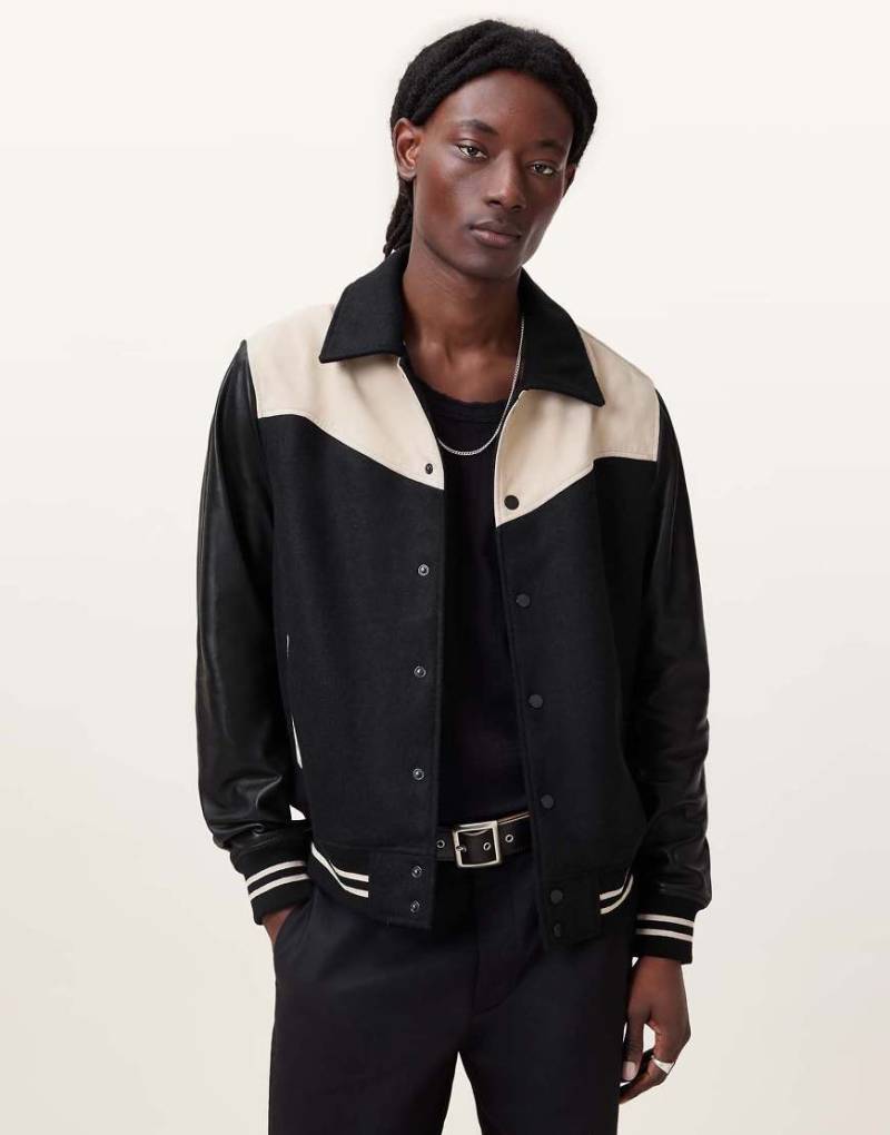 AllSaints - Endleton - Bomberjacke in Schwarz/Ecru-Weiß-Bunt von AllSaints