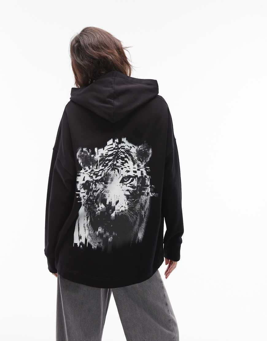 AllSaints - Etie - Kapuzenpullover in Schwarz mit Logo von AllSaints