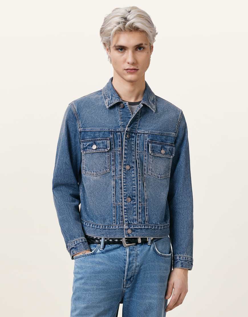 AllSaints - Exile - Jacke in verwaschenem Indigoblau von AllSaints