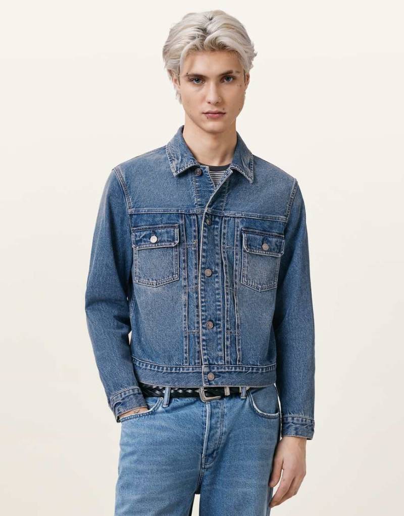 AllSaints - Exile - Jacke in verwaschenem Indigoblau von AllSaints