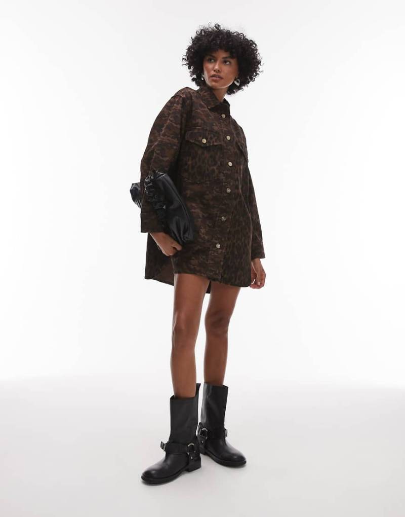 AllSaints - Faye - Shacket-Kleid in Military-Braun von AllSaints