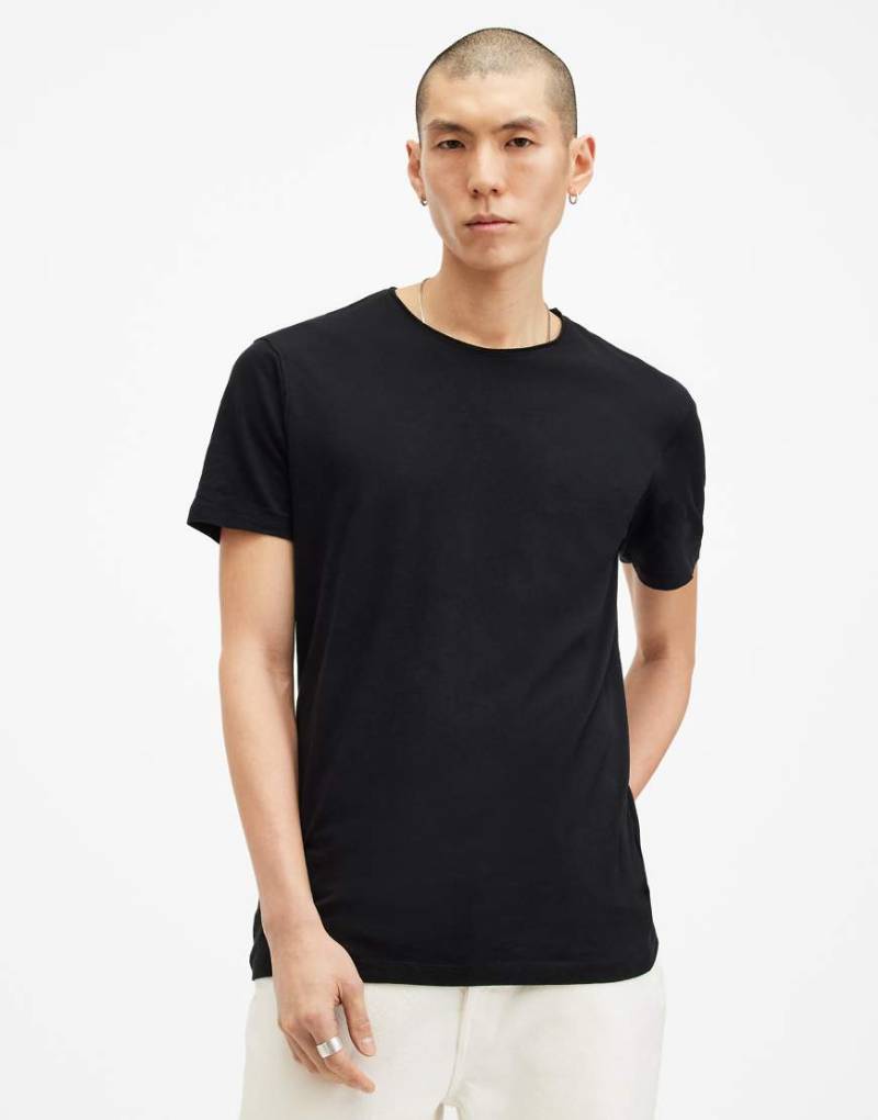 AllSaints - Figure - Kurzärmliges T-Shirt in Tiefschwarz mit Rundhalsausschnitt von AllSaints