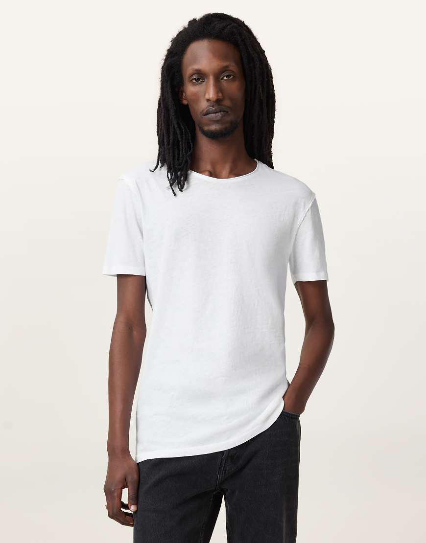 AllSaints - Figure - Kurzärmliges T-Shirt in optischem Weiß mit Rundhalsausschnitt von AllSaints