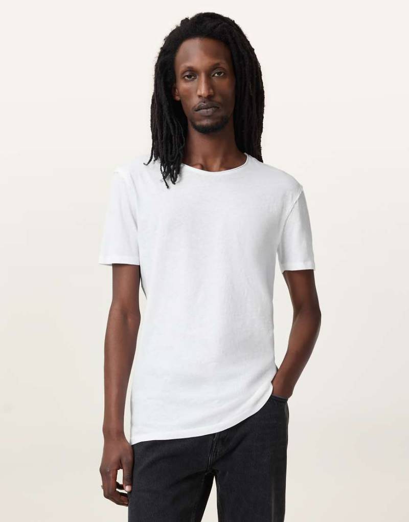 AllSaints - Figure - Kurzärmliges T-Shirt in optischem Weiß mit Rundhalsausschnitt von AllSaints