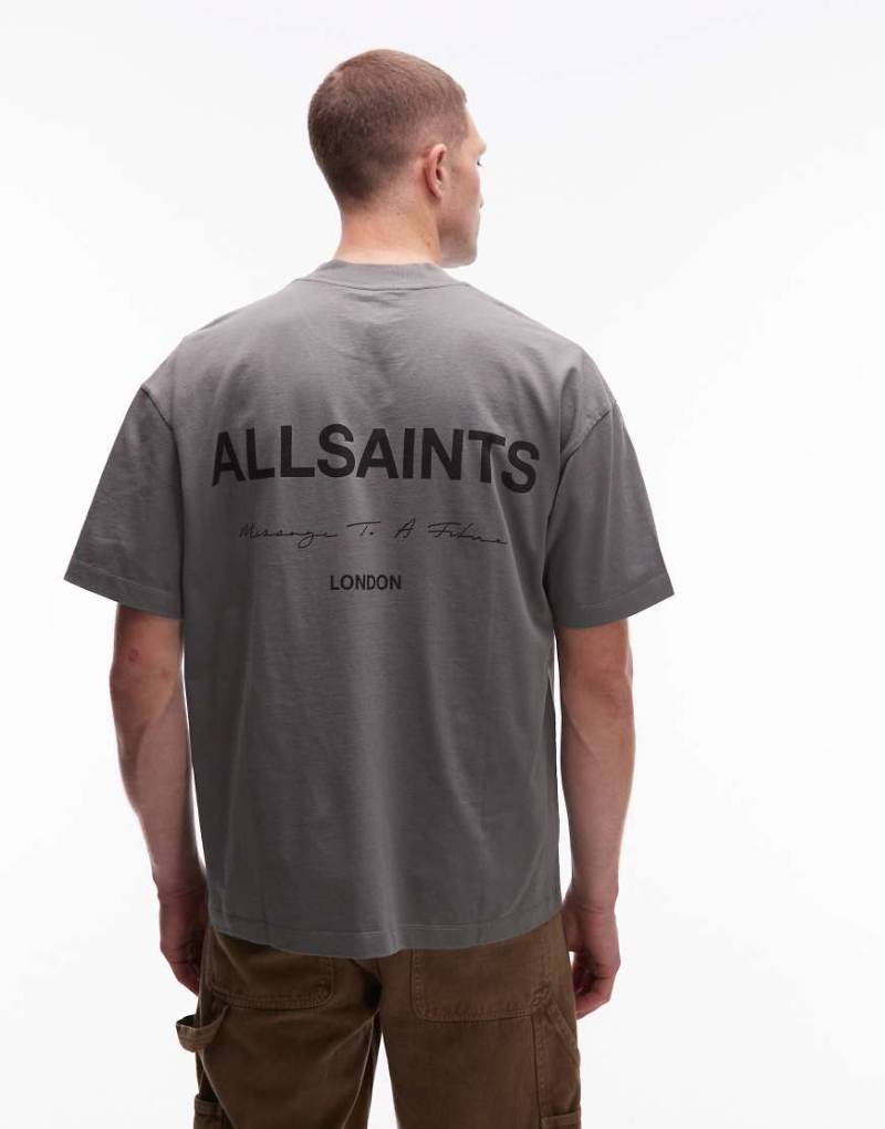 AllSaints - Future - T-Shirt in verwaschenem Grün mit Logo von AllSaints