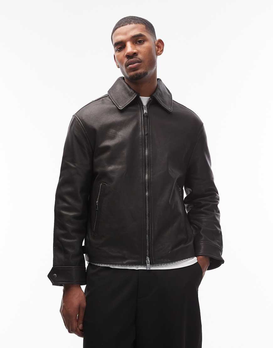AllSaints - Garrison - Lederjacke in Schwarz von AllSaints