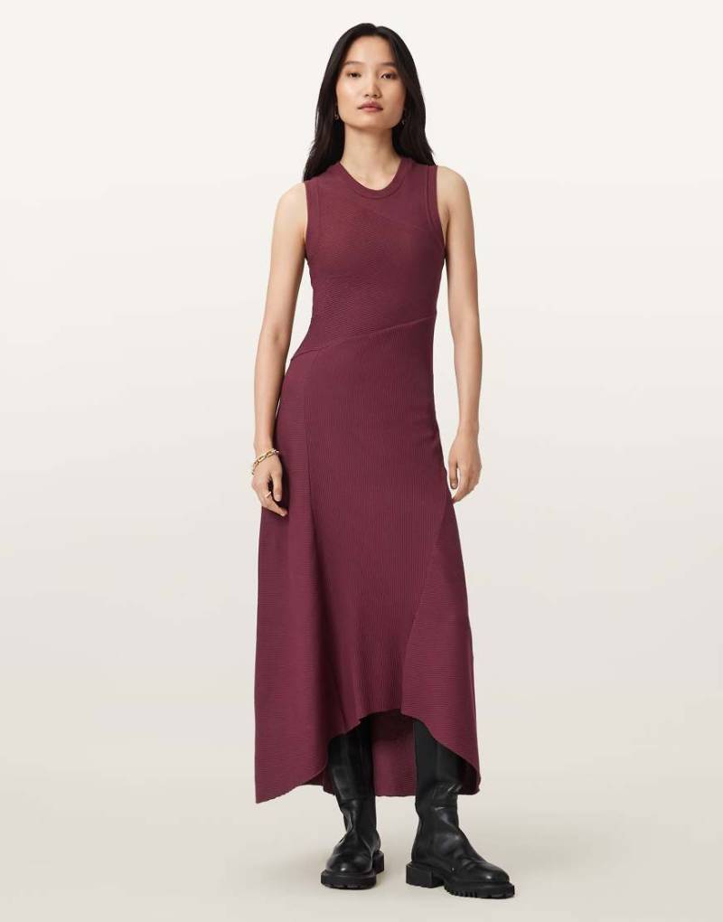 AllSaints - Gia - Maxikleid in Ochsenblutrot von AllSaints