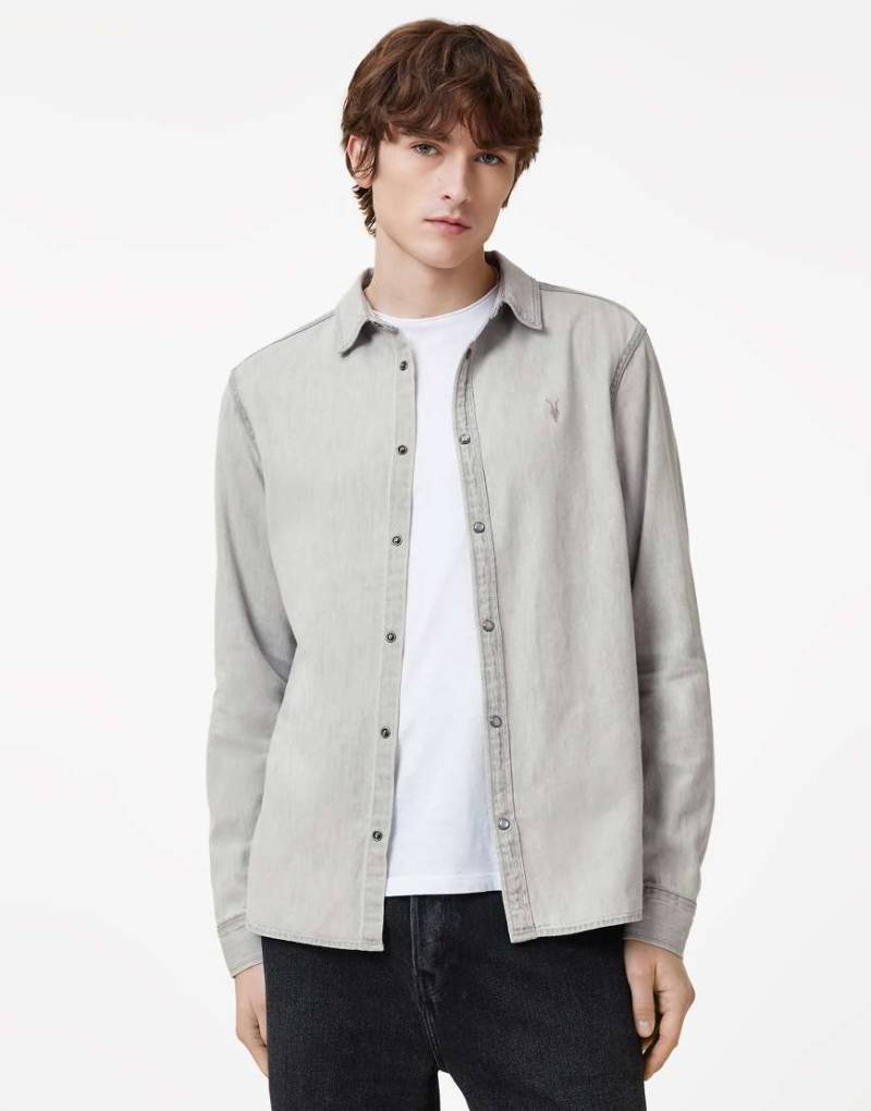 AllSaints - Gleason - Langärmliges Hemd in Grau von AllSaints