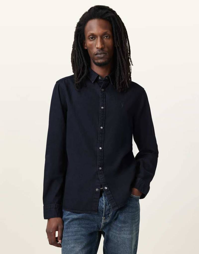 AllSaints - Gleason ls - Hemd in Blauschwarz von AllSaints