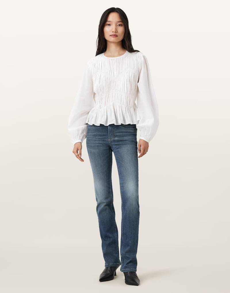 AllSaints - Haldan - Schmal geschnittene Bootcut-Jeans in Indigoblau-Grau von AllSaints