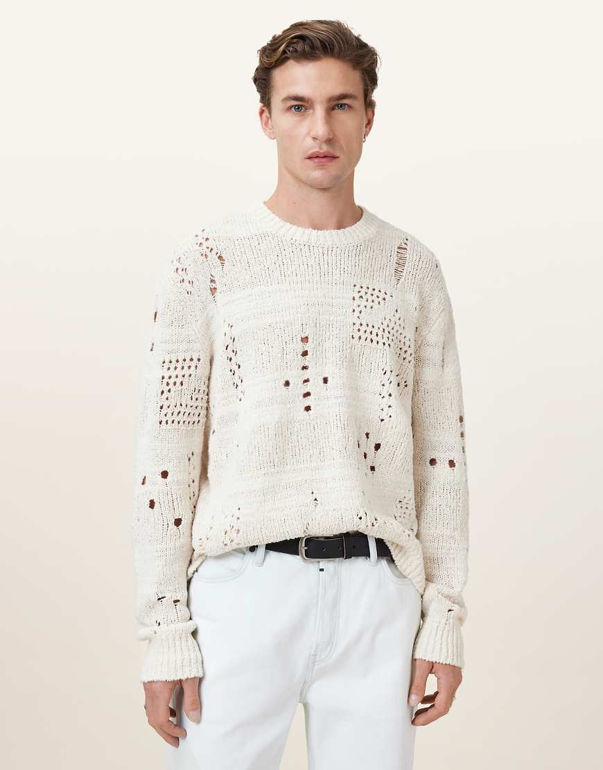 AllSaints - Harvey - Sweatshirt in Ecru-Weiß mit Rundhalsausschnitt von AllSaints