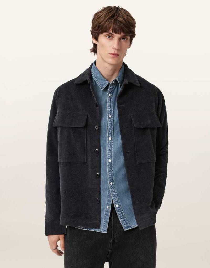 AllSaints - Hawker - Langärmliges Hemd in Nachthimmelblau von AllSaints