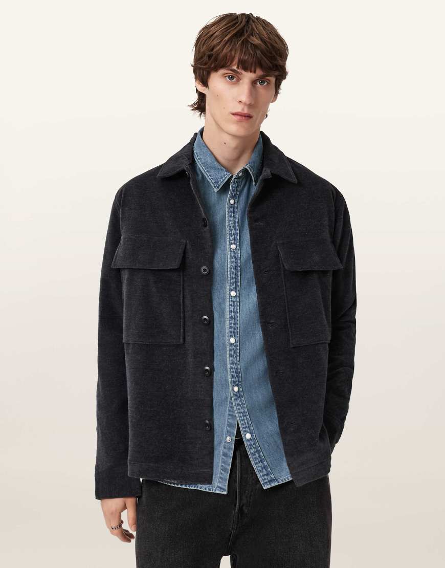 AllSaints - Hawker - Langärmliges Hemd in Nachthimmelblau von AllSaints