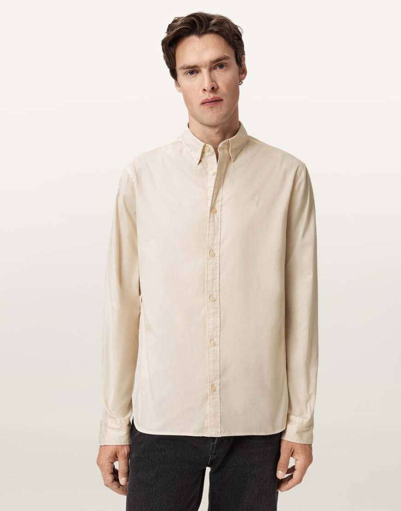 AllSaints - Hawthorne - Langärmliges Hemd in Seifenweiß von AllSaints