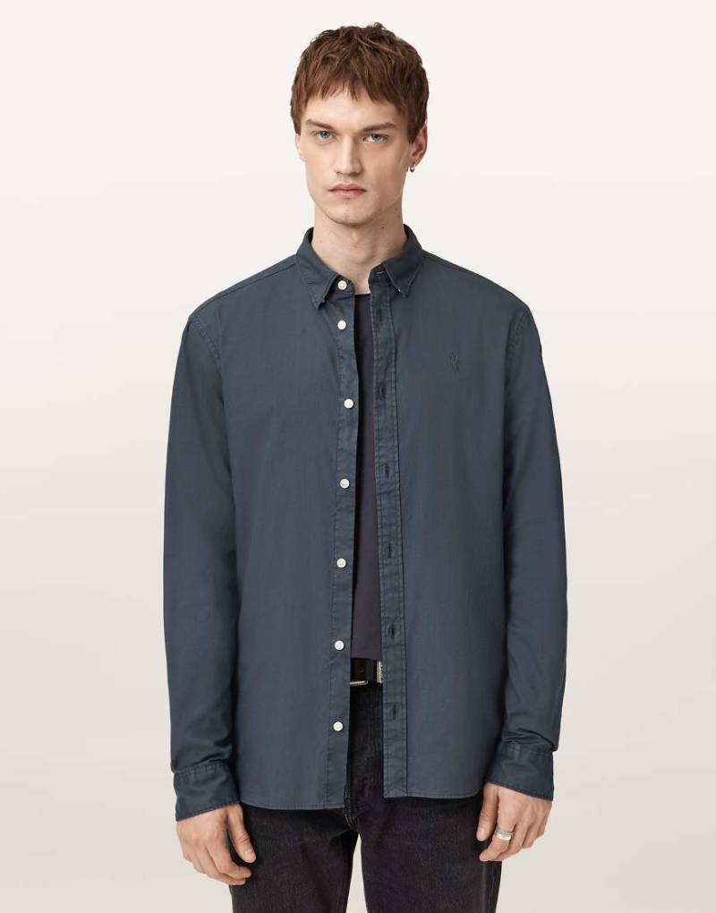 AllSaints - Hawthorne - Langärmliges Hemd in Sunil-Blau von AllSaints