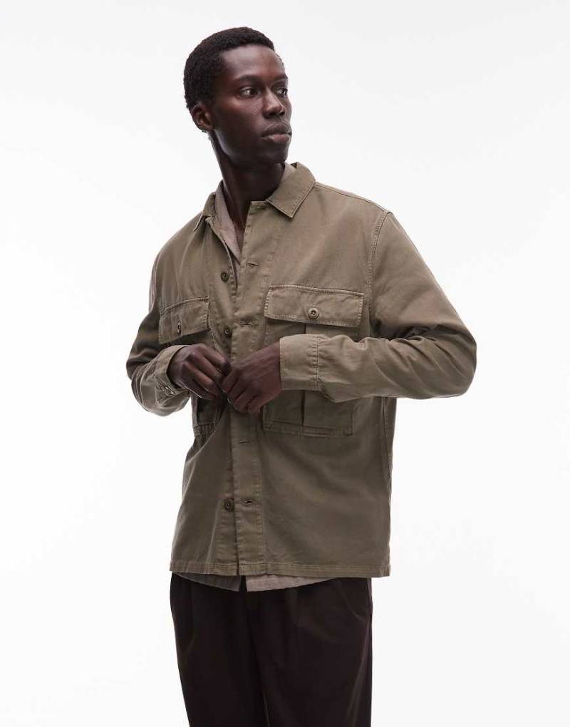 AllSaints - Hemdjacke in Khaki mit Knopfleiste-Grün von AllSaints
