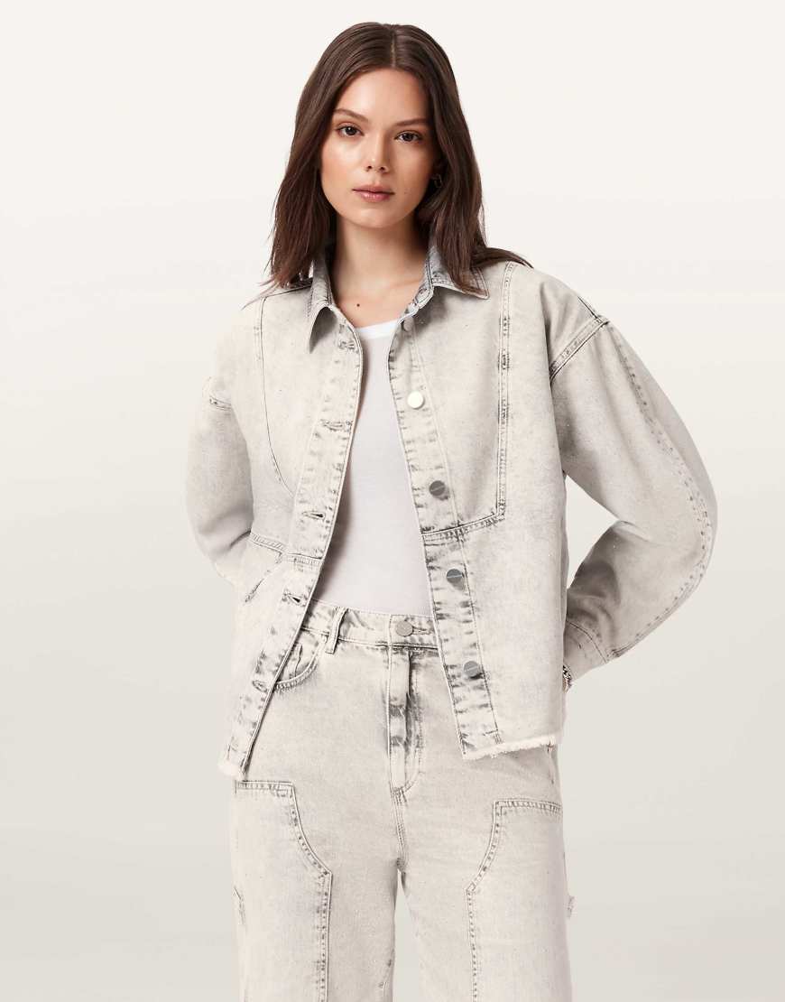 AllSaints - Hettie XTL - Hemdjacke in Schneegrau von AllSaints