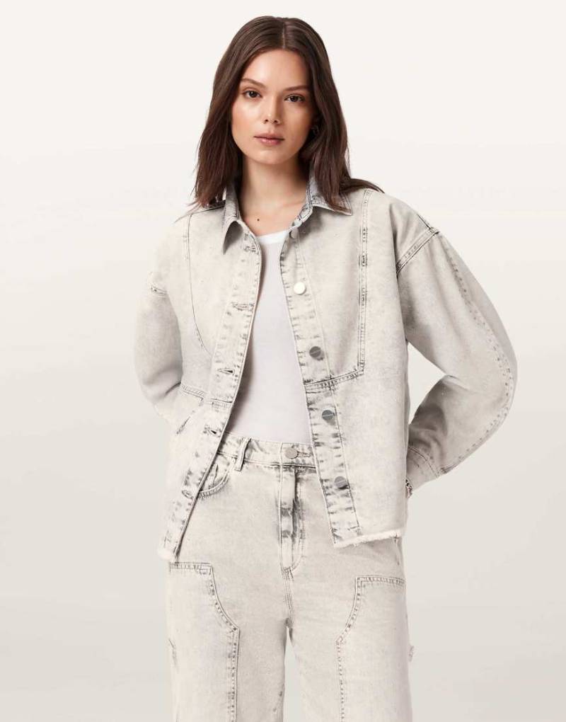 AllSaints - Hettie XTL - Hemdjacke in Schneegrau von AllSaints