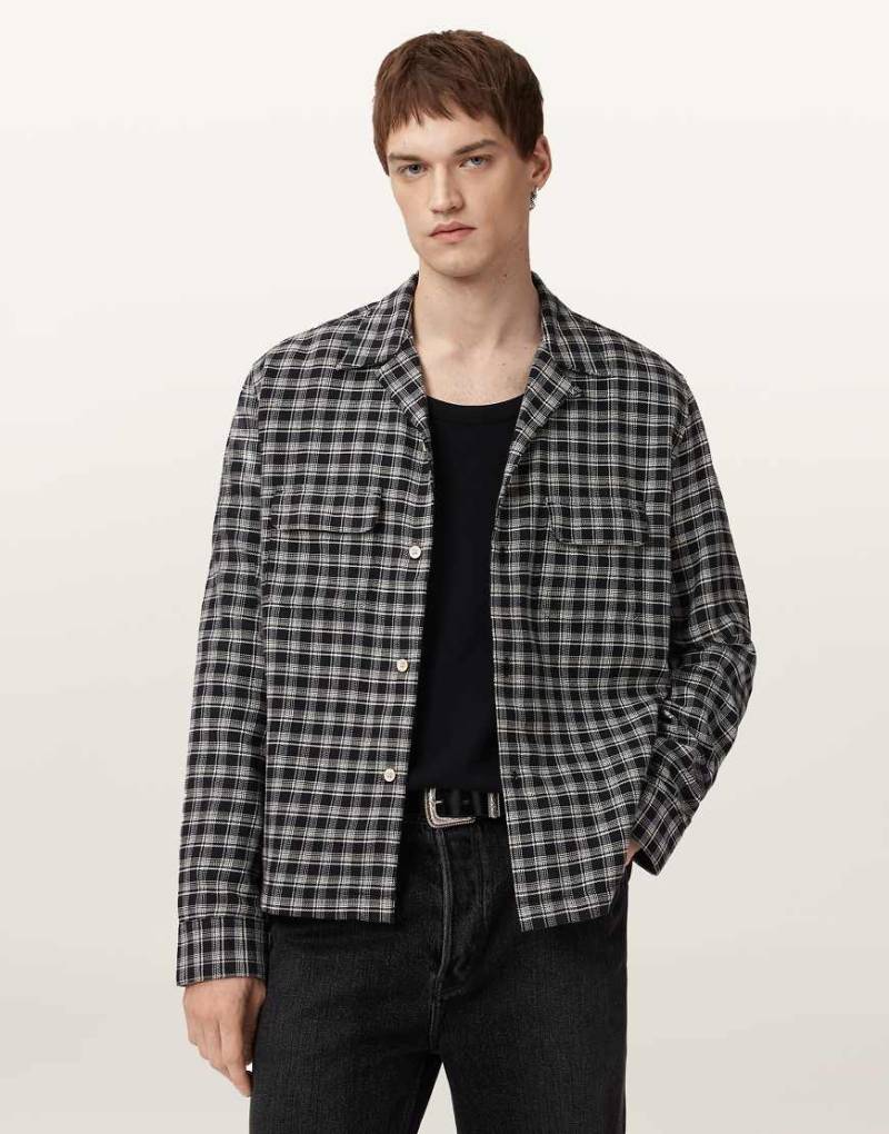 AllSaints - Horton - Langärmliges Hemd in Salem-Schwarz von AllSaints
