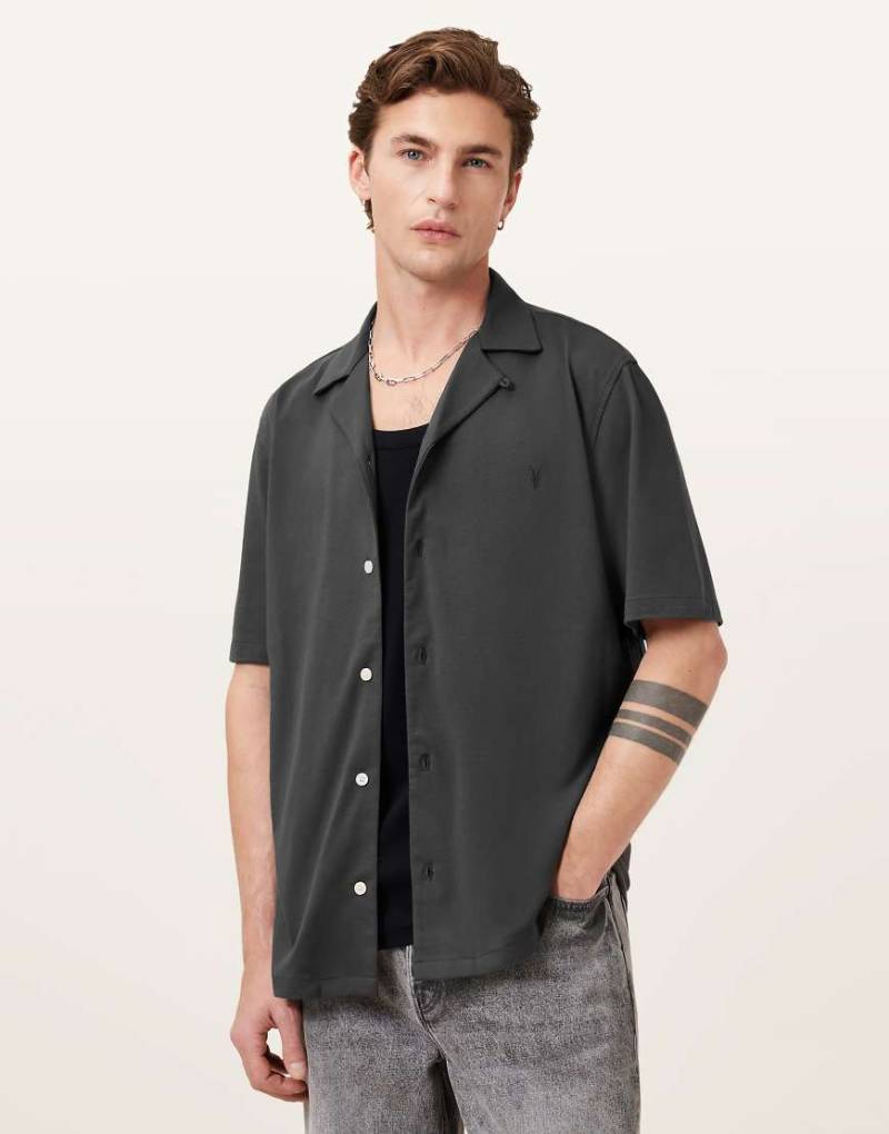 AllSaints - Hudson - Kurzärmliges Hemd in Carter-Grau von AllSaints