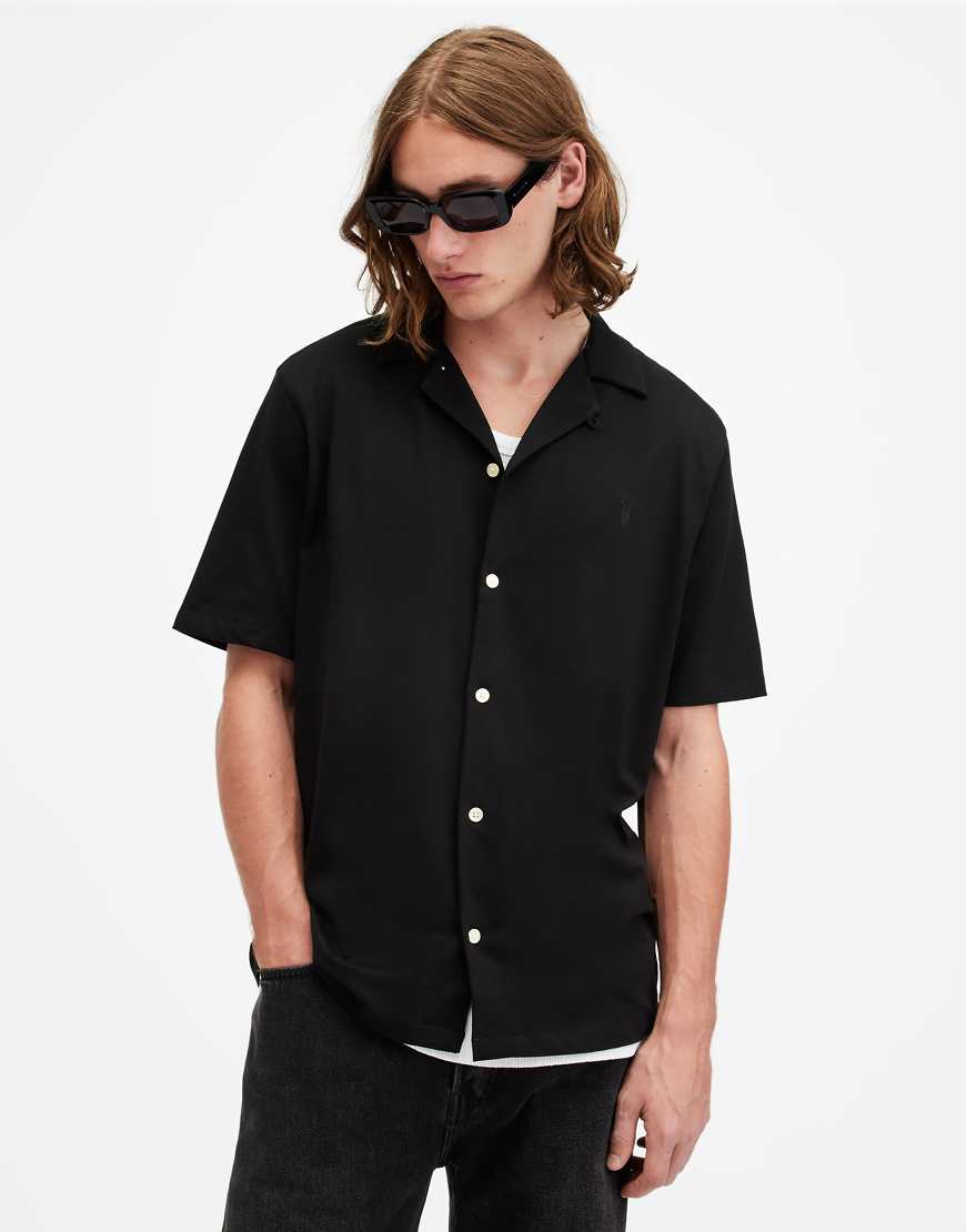 AllSaints - Hudson - Kurzärmliges Hemd in Schwarz von AllSaints