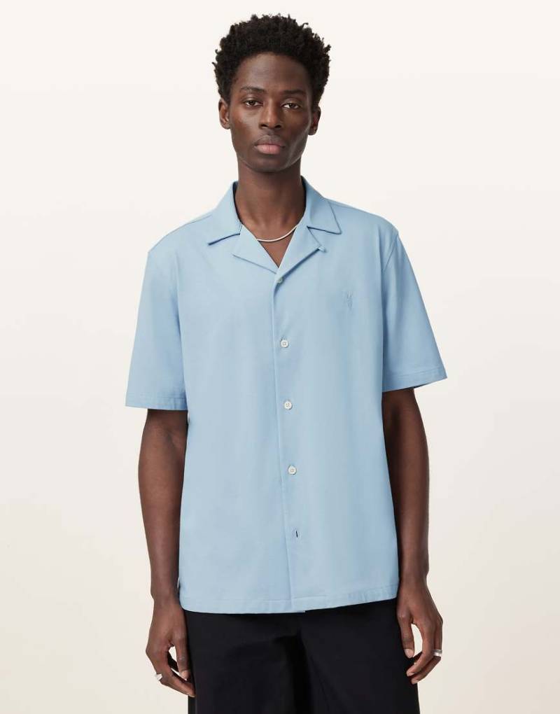 AllSaints - Hudson - Kurzärmliges Hemd in statischem Blau von AllSaints