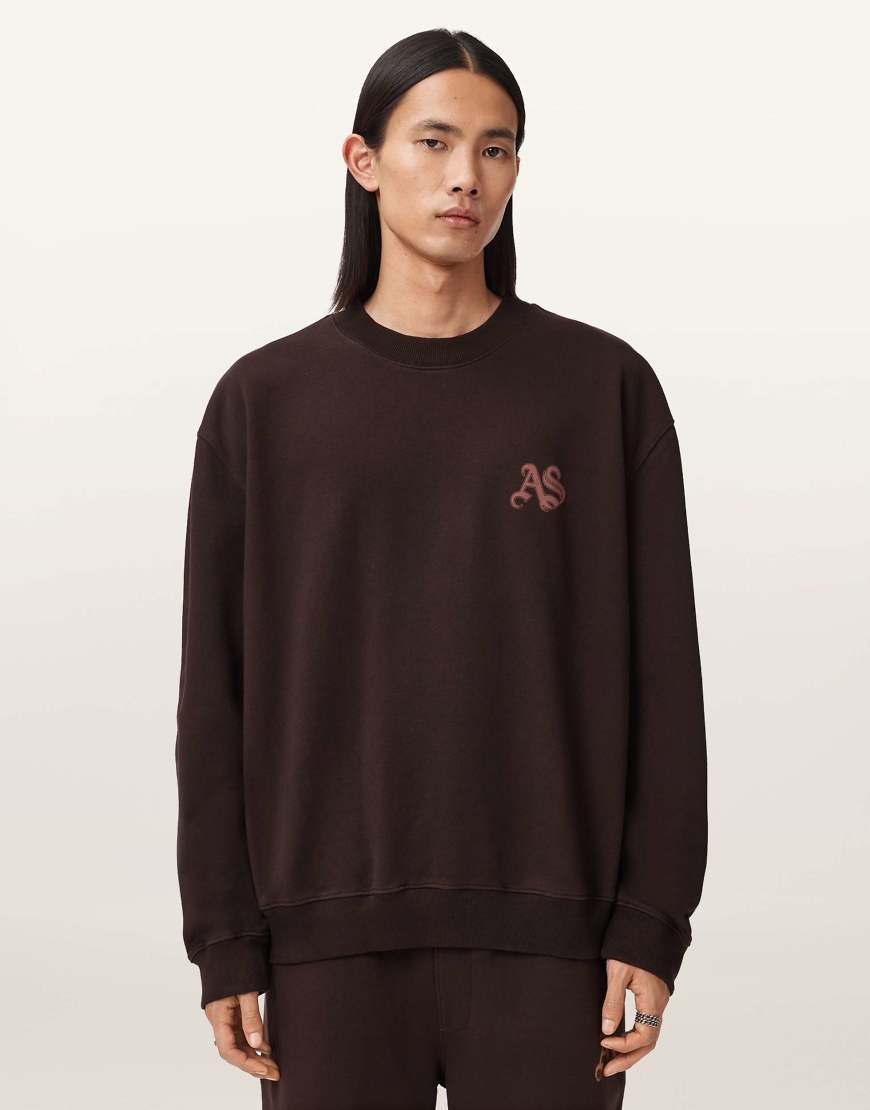 AllSaints - Icon - Pullover in Pflaumenbraun mit Rundhalsausschnitt-Brown von AllSaints