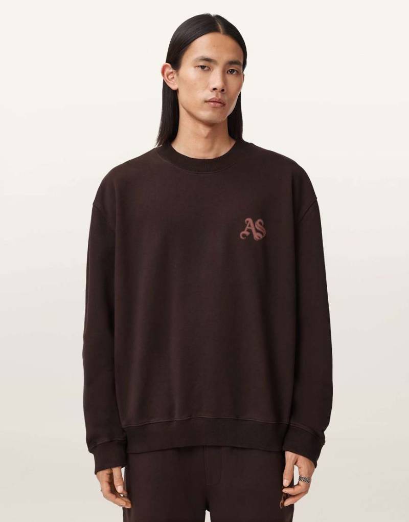 AllSaints - Icon - Pullover in Pflaumenbraun mit Rundhalsausschnitt-Brown von AllSaints