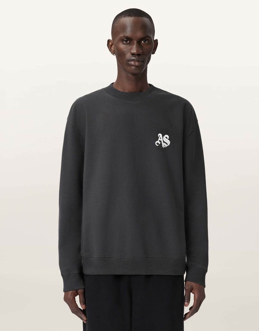 AllSaints - Icon - Sweatshirt in verwaschenem Schwarz mit Rundhalsausschnitt AllSaints - Icon - Sweatshirt in verwaschenem Schwarz mit Rundhalsausschnitt von AllSaints