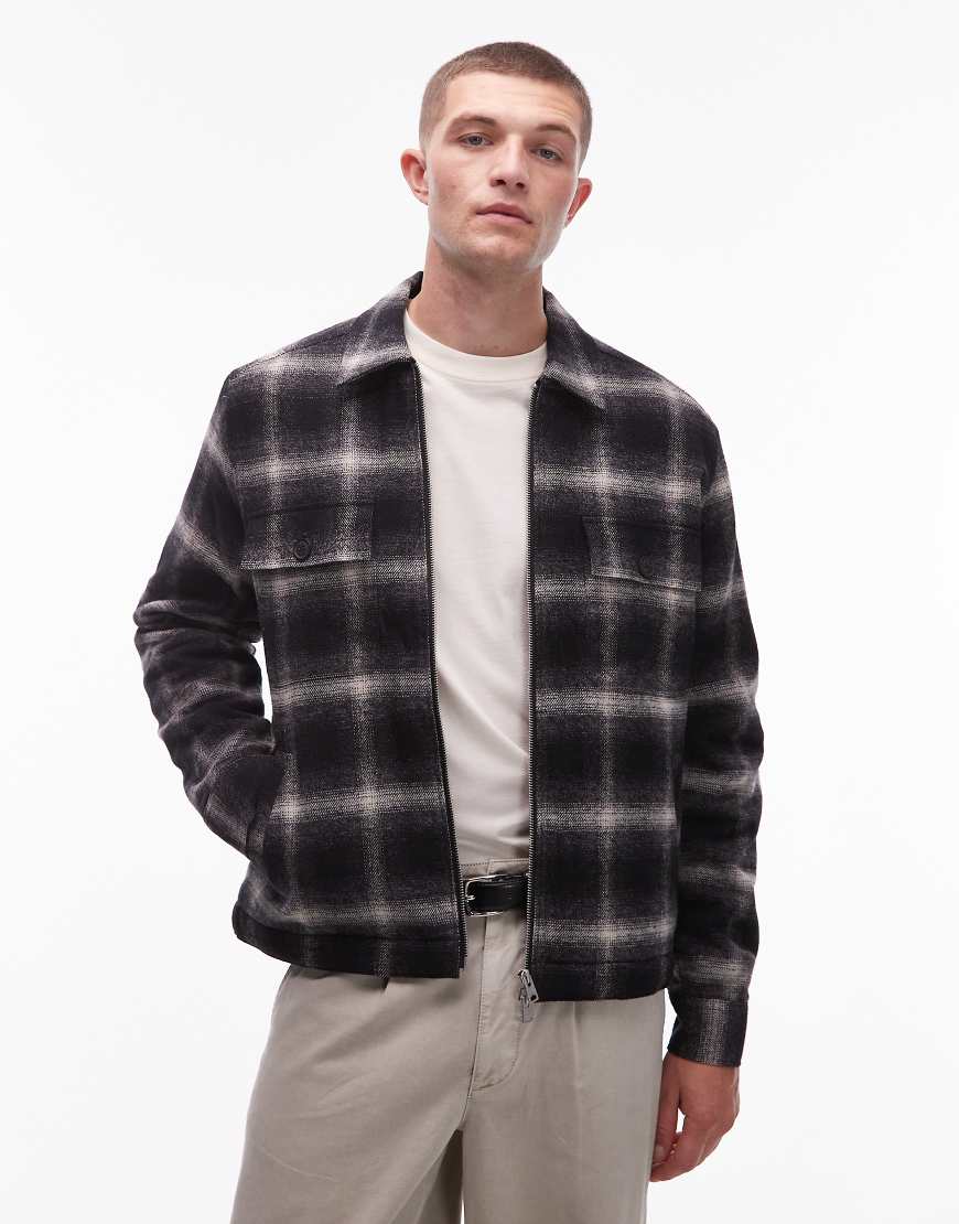 AllSaints - Jacke aus Sherpa-Fleece in Schwarz mit durchgehendem Reißverschluss von AllSaints
