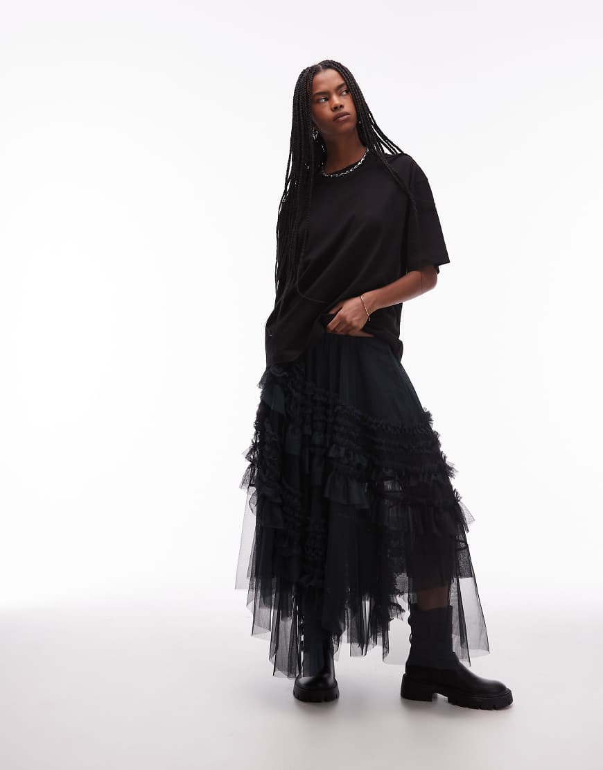 AllSaints - Jen - Rock aus Tüll in Mitternachtsblau von AllSaints