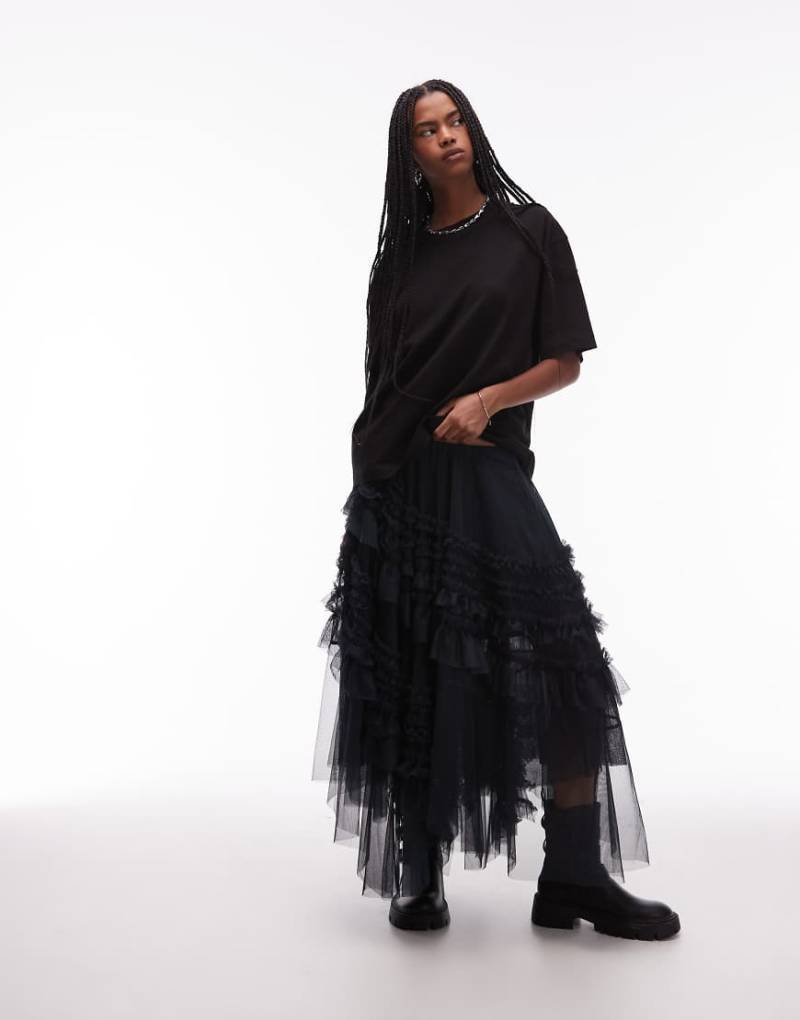 AllSaints - Jen - Rock aus Tüll in Mitternachtsblau von AllSaints