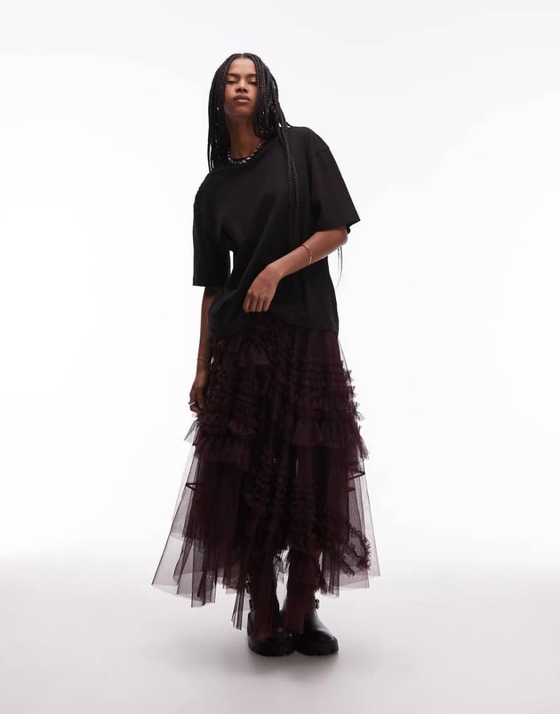 AllSaints - Jen - Tüllrock in Burgunderrot von AllSaints