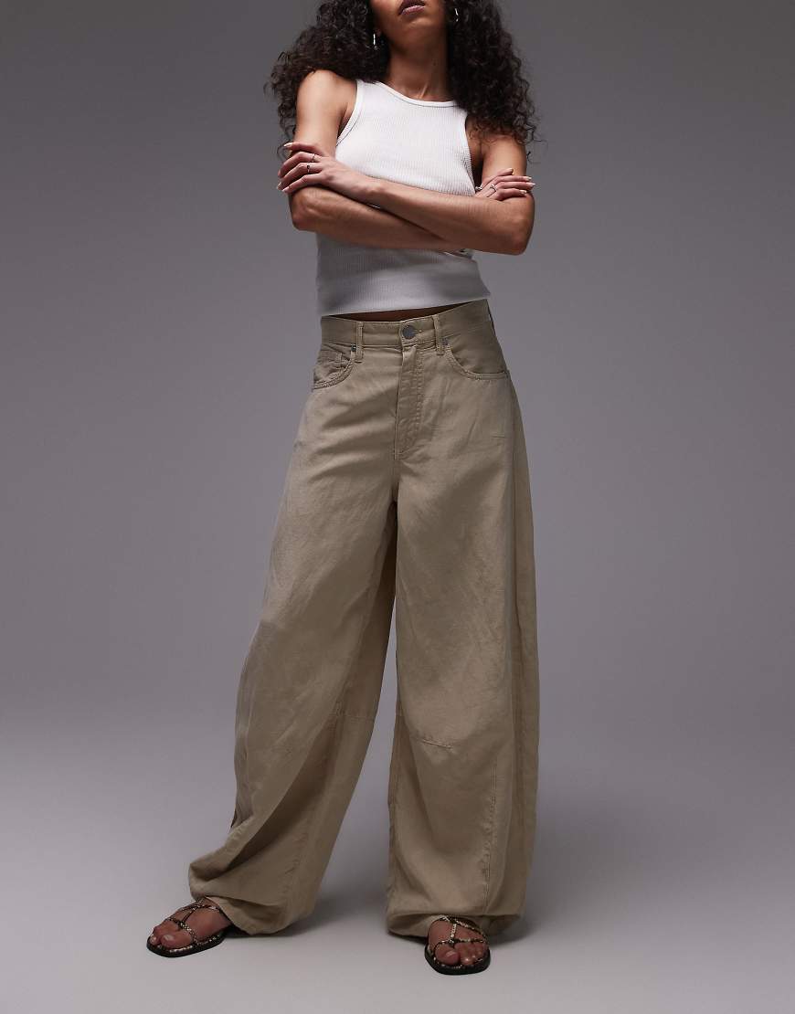 AllSaints - Jett - Hose aus Leinenmix in Sandbraun von AllSaints