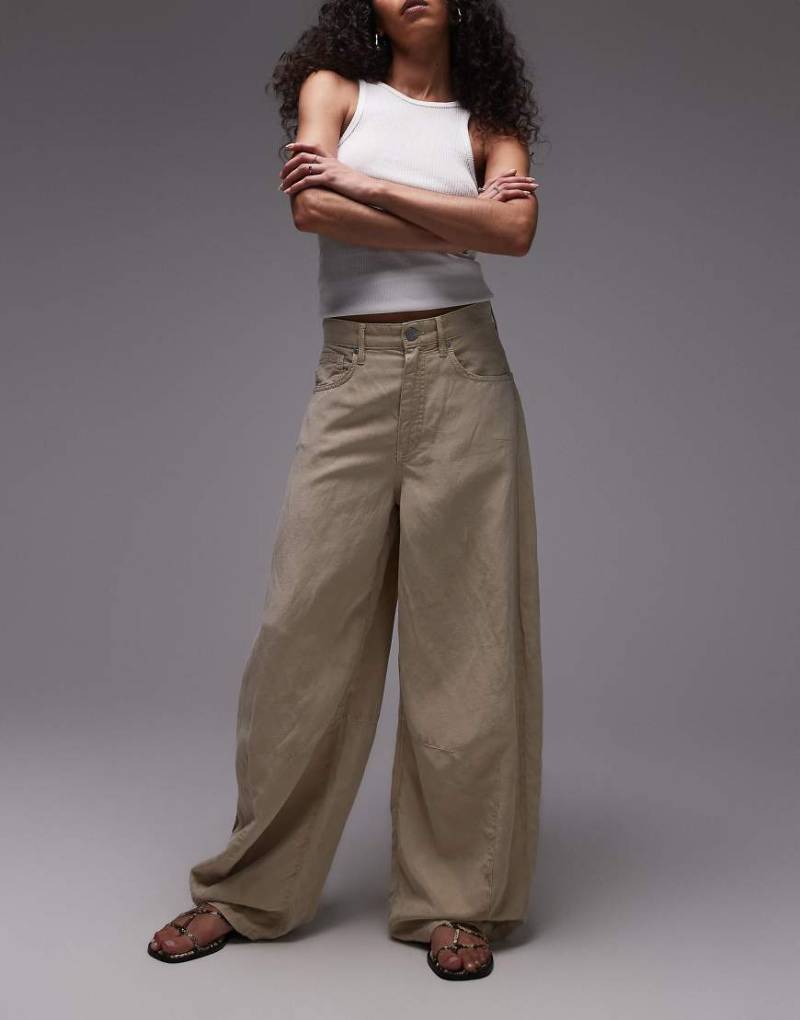 AllSaints - Jett - Hose aus Leinenmix in Sandbraun von AllSaints