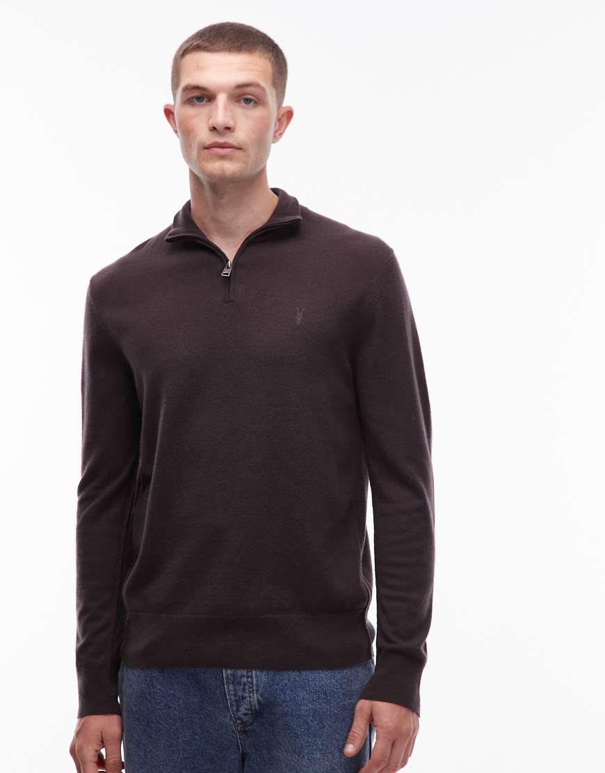 AllSaints - Kilburn - Pullover in Braun mit kurzem Reißverschluss-Brown von AllSaints