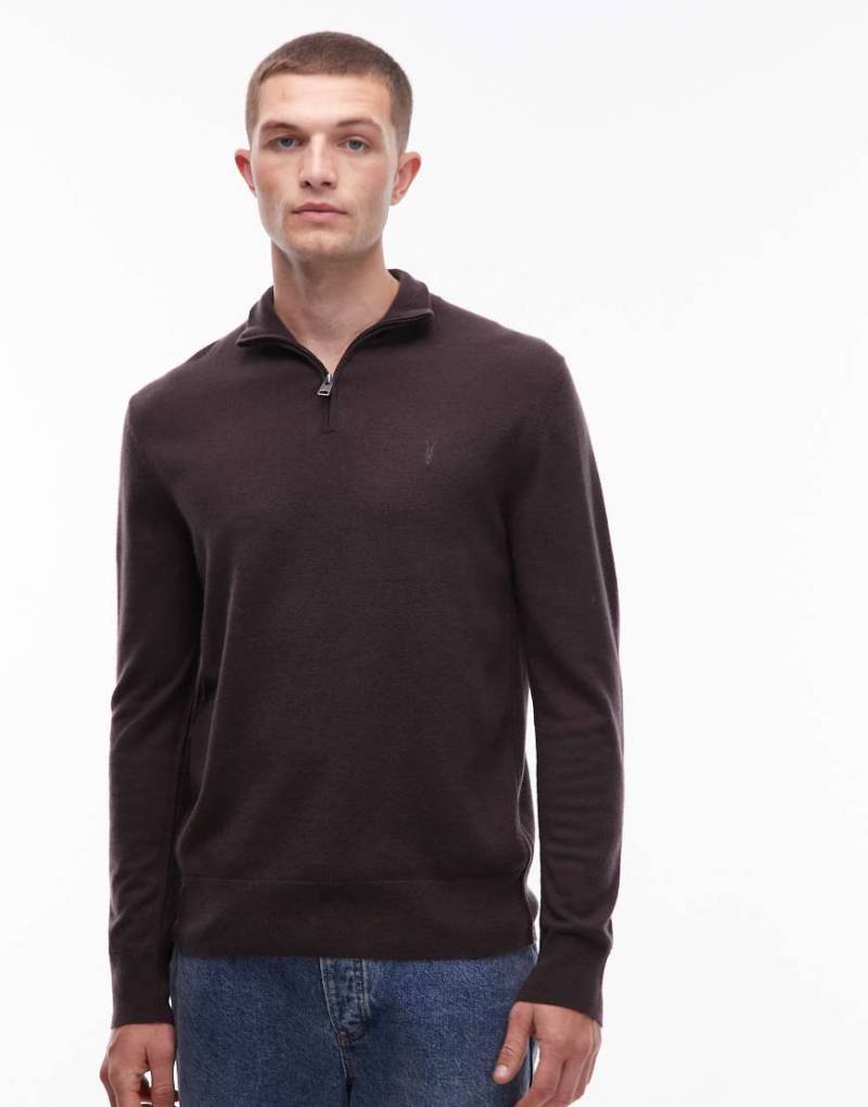 AllSaints - Kilburn - Pullover in Braun mit kurzem Reißverschluss-Brown von AllSaints