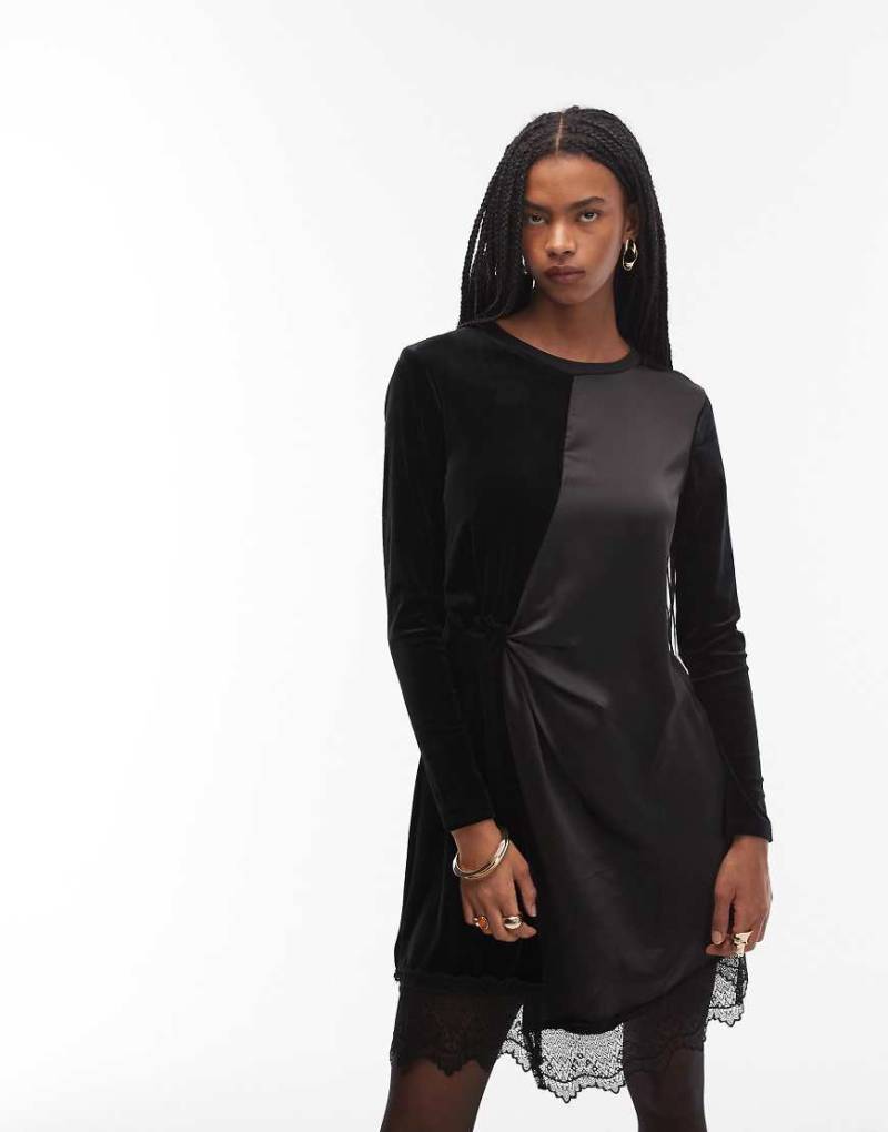 AllSaints - Lana - Samtkleid in Schwarz von AllSaints