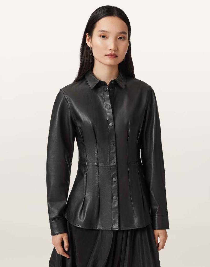 AllSaints - Larson - Lederrock in Schwarz von AllSaints