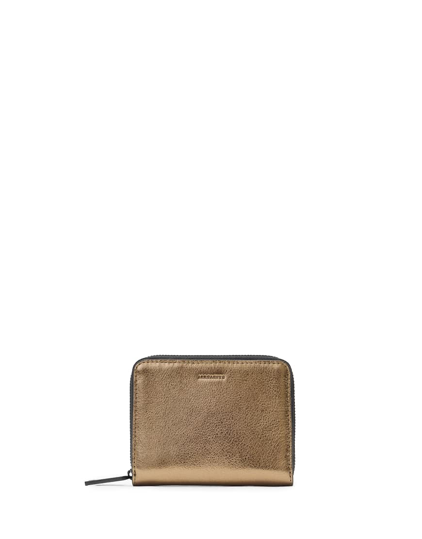 AllSaints - Lena Hex - Geldbörse in warmem Messing mit Reißverschluss-Gelb von AllSaints