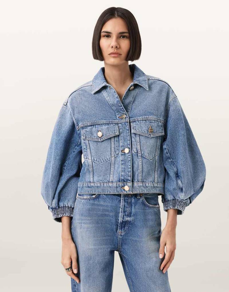 AllSaints - Luca - Jeansjacke in mittlerem Indigoblau von AllSaints