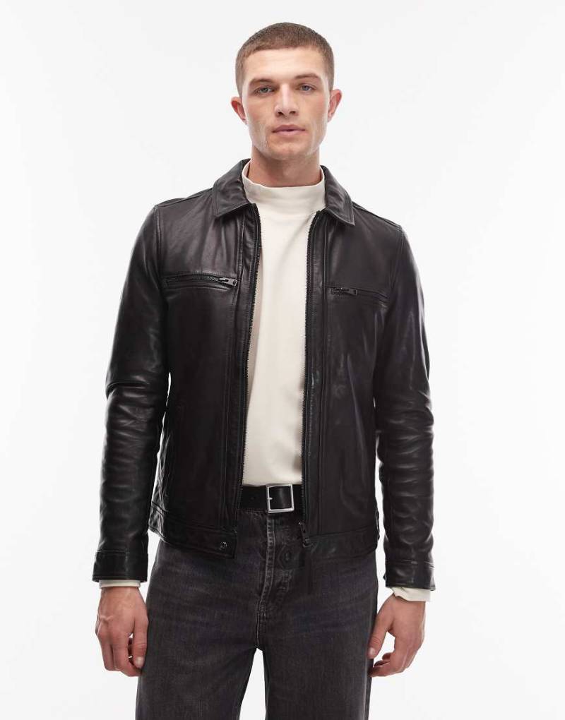AllSaints - Luck - Jacke aus Leder in Schwarz von AllSaints