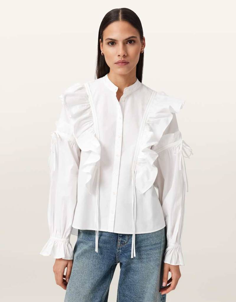 AllSaints - Lulu - Hemdbluse in optischem Weiß von AllSaints