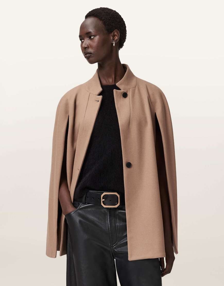 AllSaints - Lunis - Cape-Mantel in Kamelbraun-Brown von AllSaints